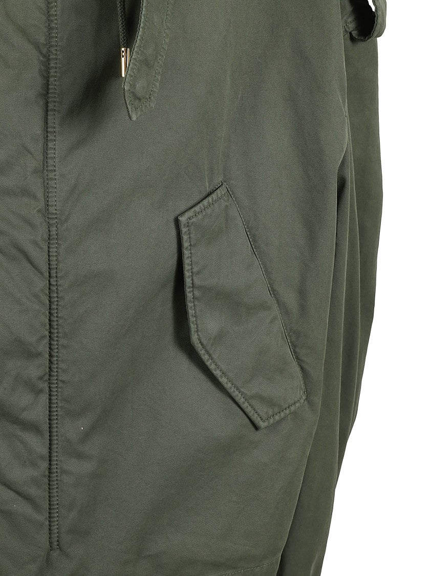 Relaxed-Fit Green Cotton Coat With Hood