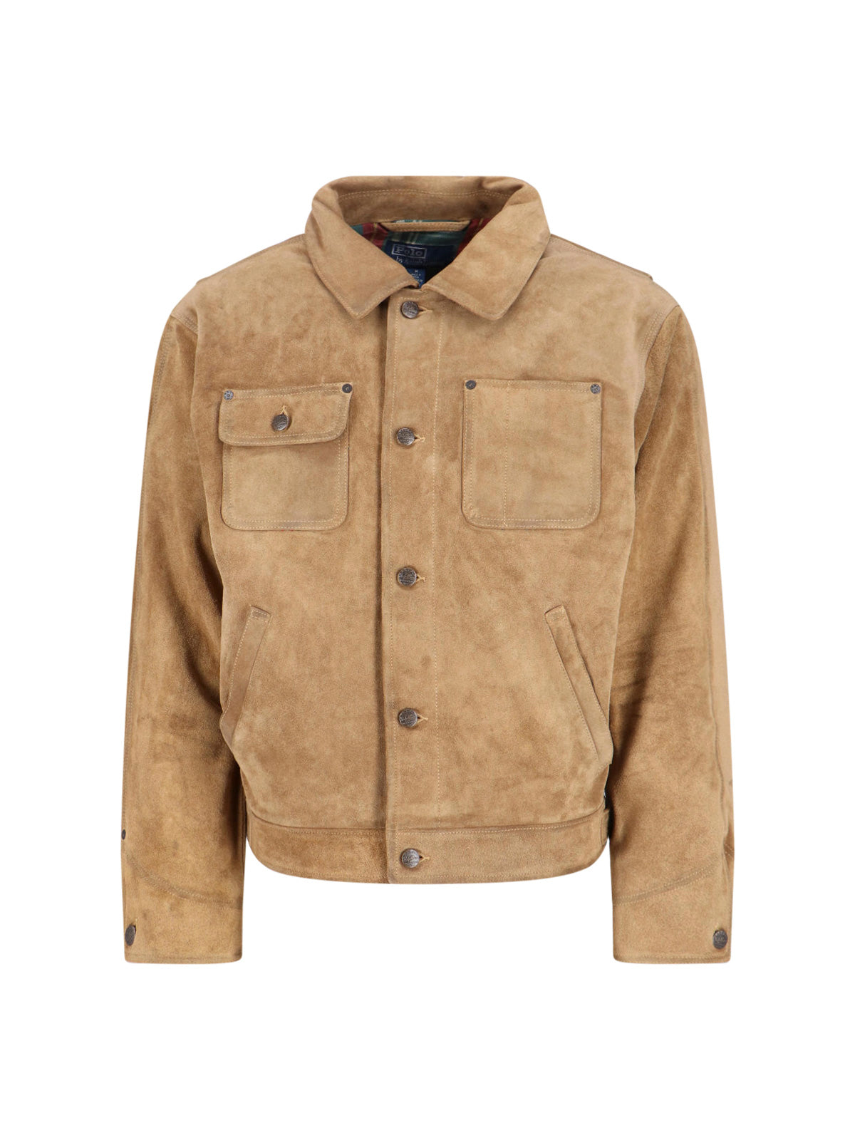 Structured Brown Jacket with Front Zipper Closure
