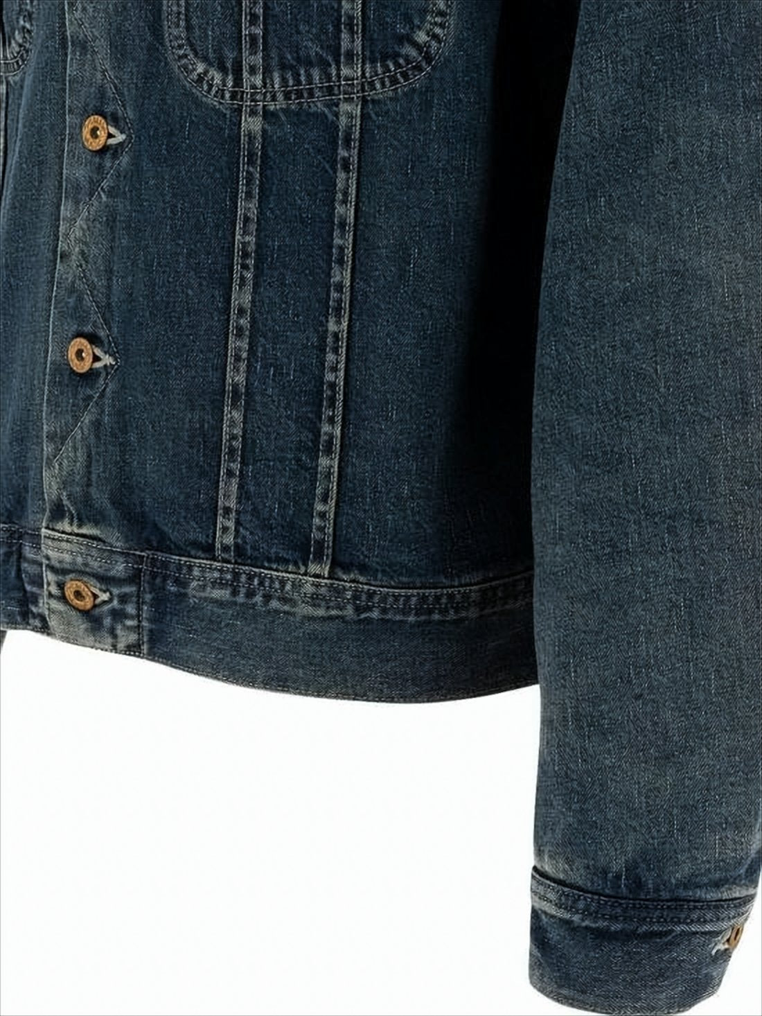 Medium-Dark Wash Denim Jacket with Corduroy Collar