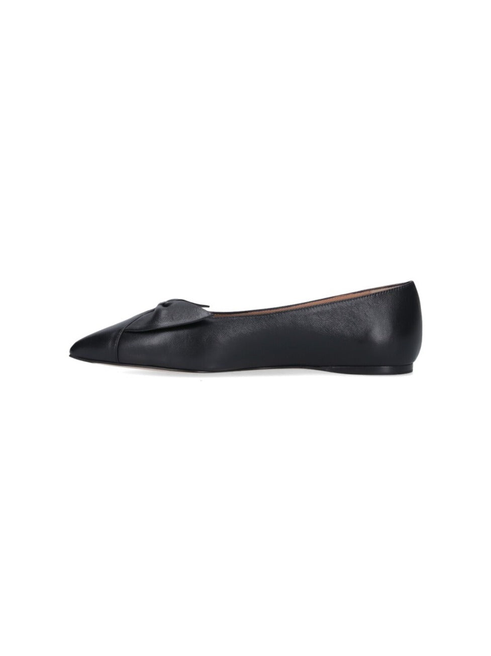 Pointed Toe Black Nappa Flats