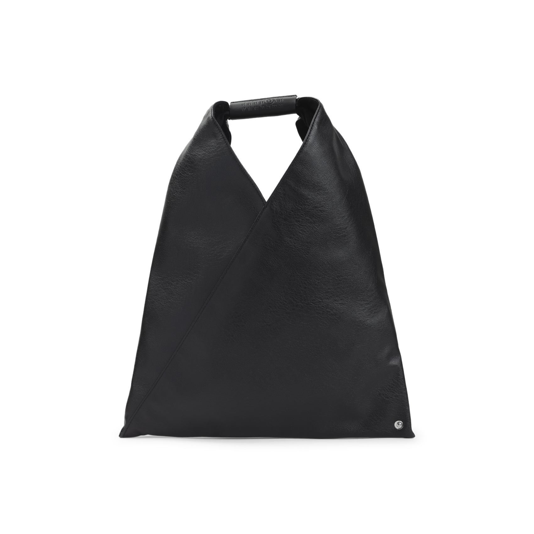 Triangular Black Handbag with Structured Handle