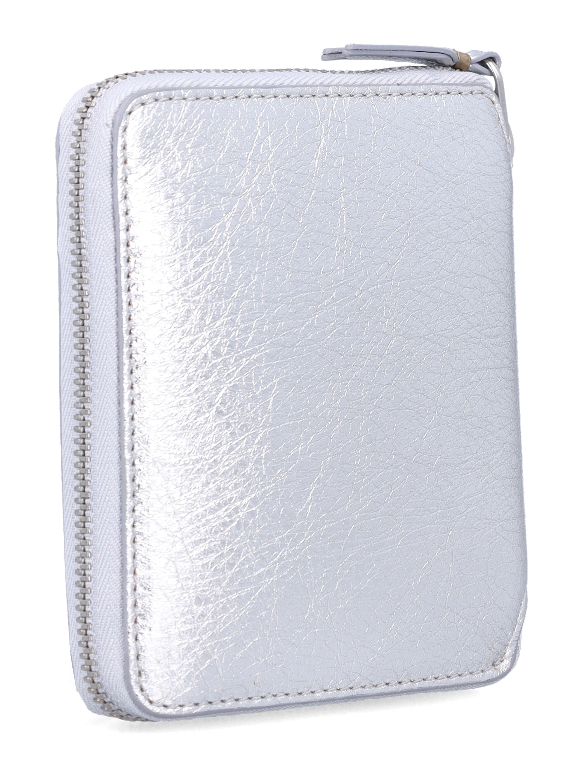 Textured Metallic Leather Zip-Around Wallet