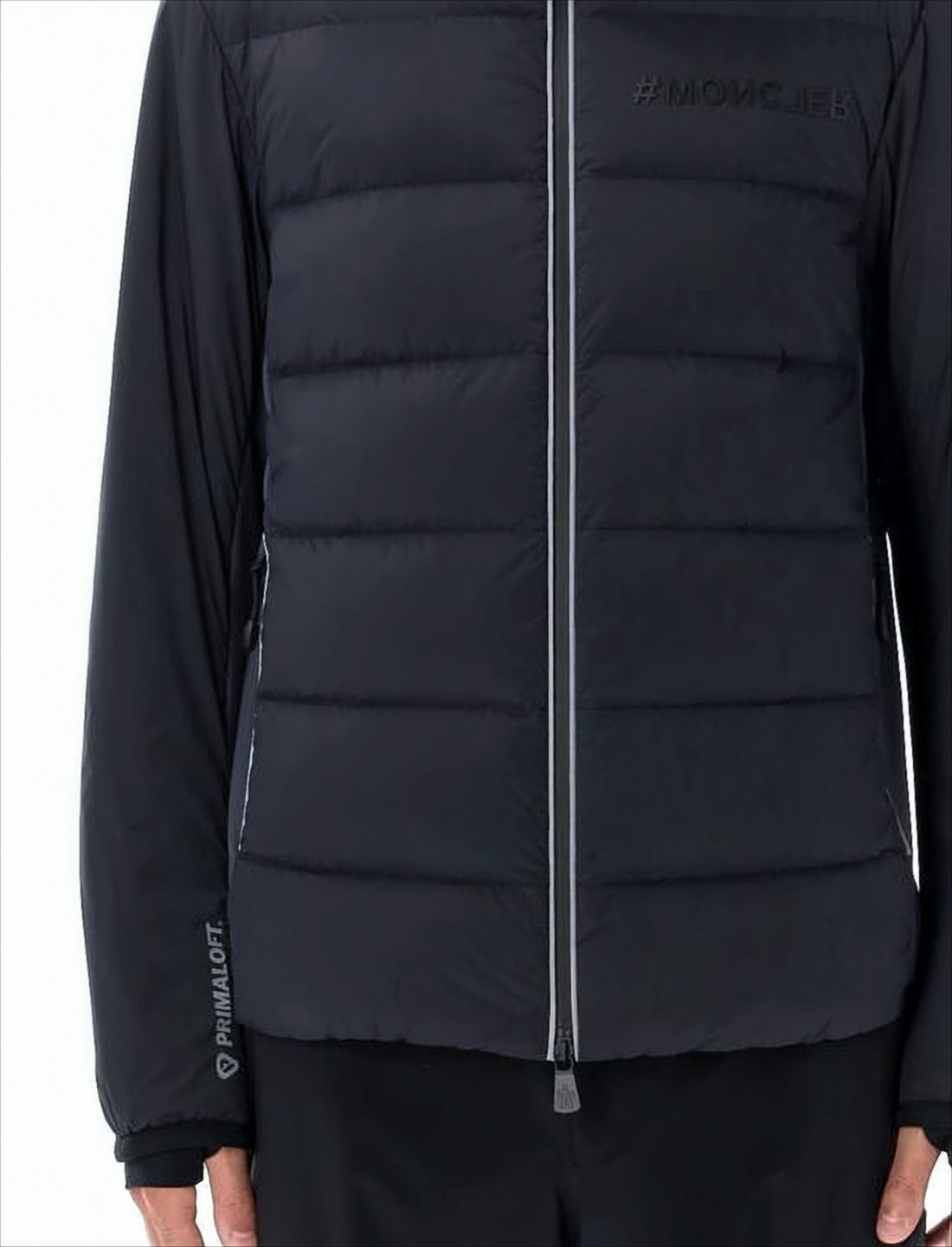 Tailored Padded Jacket with Horizontal Quilting and High Collar