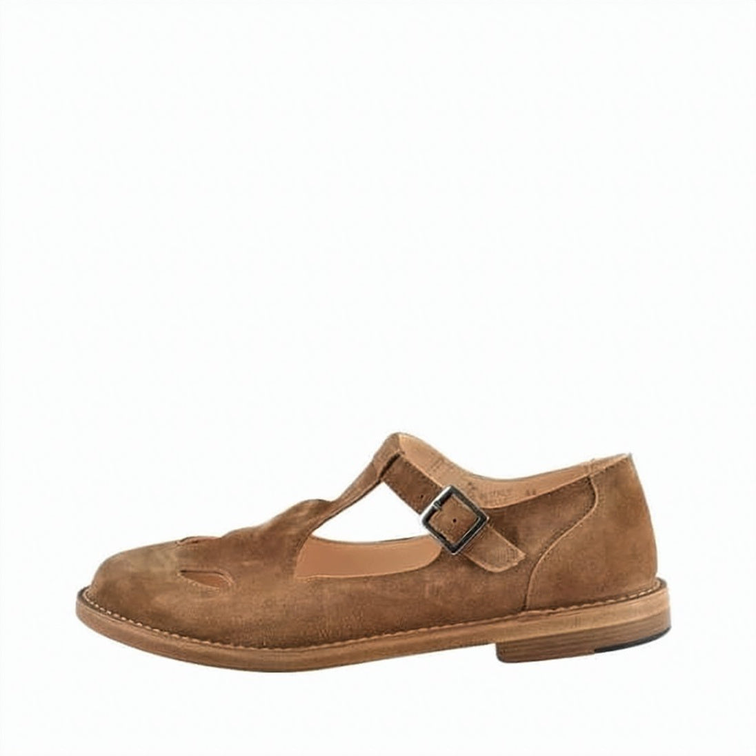 Suede Brown Sandals with T-Strap Design
