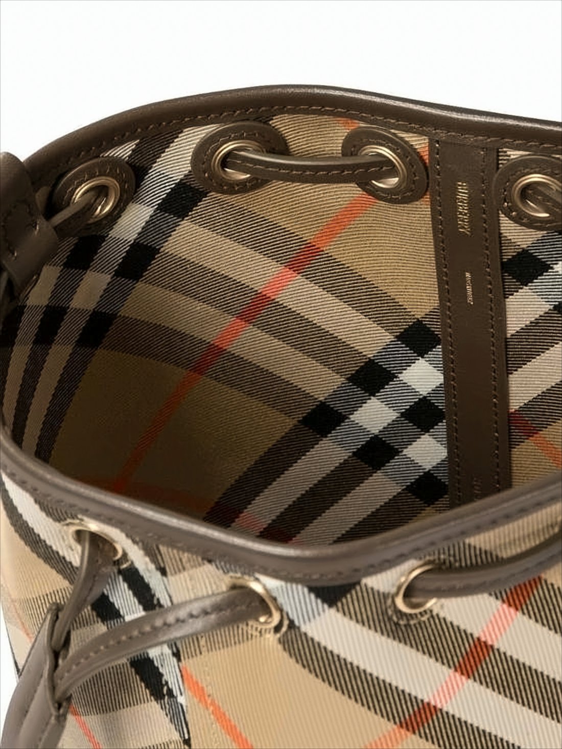 Check Pattern Structured Bucket Shoulder Bag