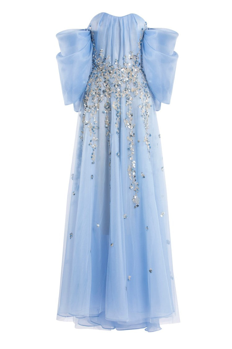 Organza Dress With Dotted Beading