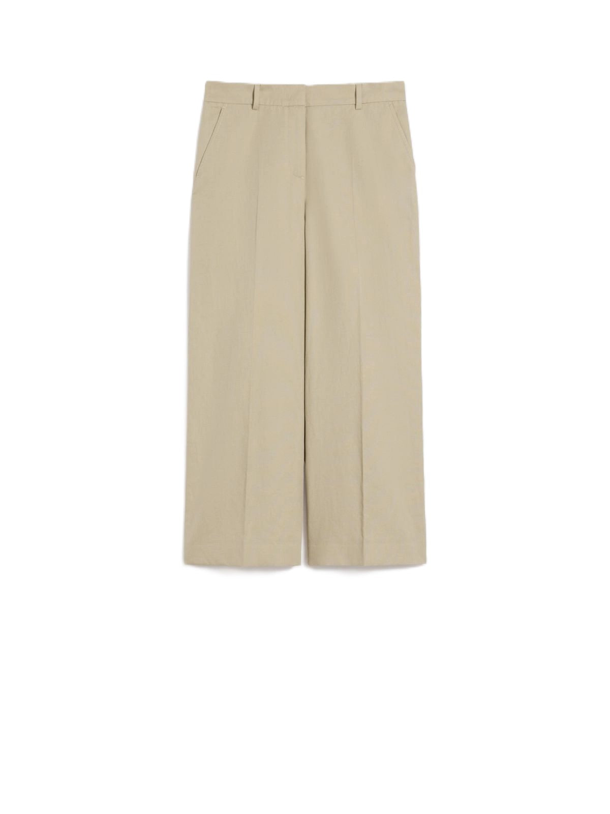 Wide-Leg Cropped Pants with High Waist