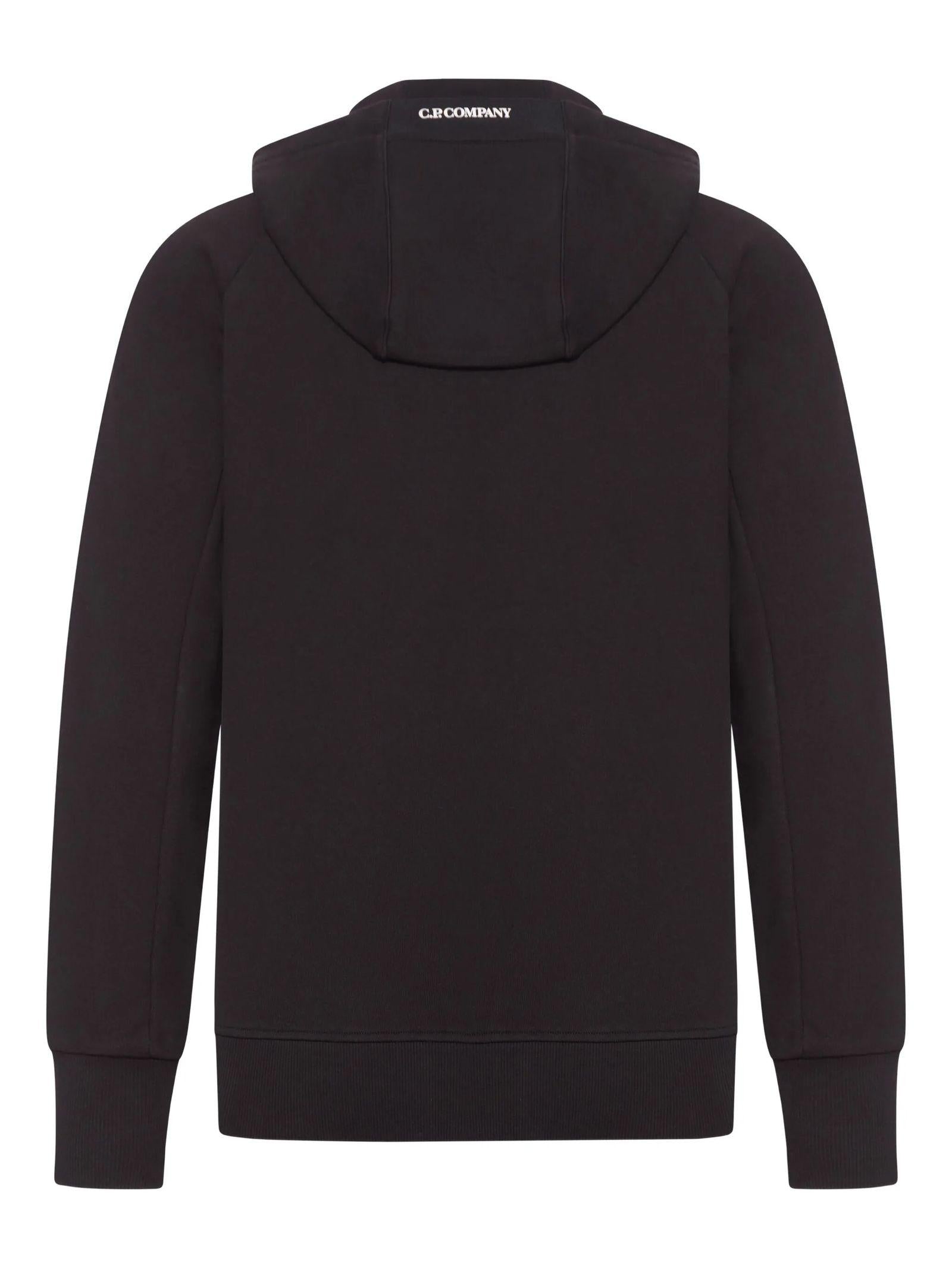 Black Zip-Up Hoodie With Zippered Pockets