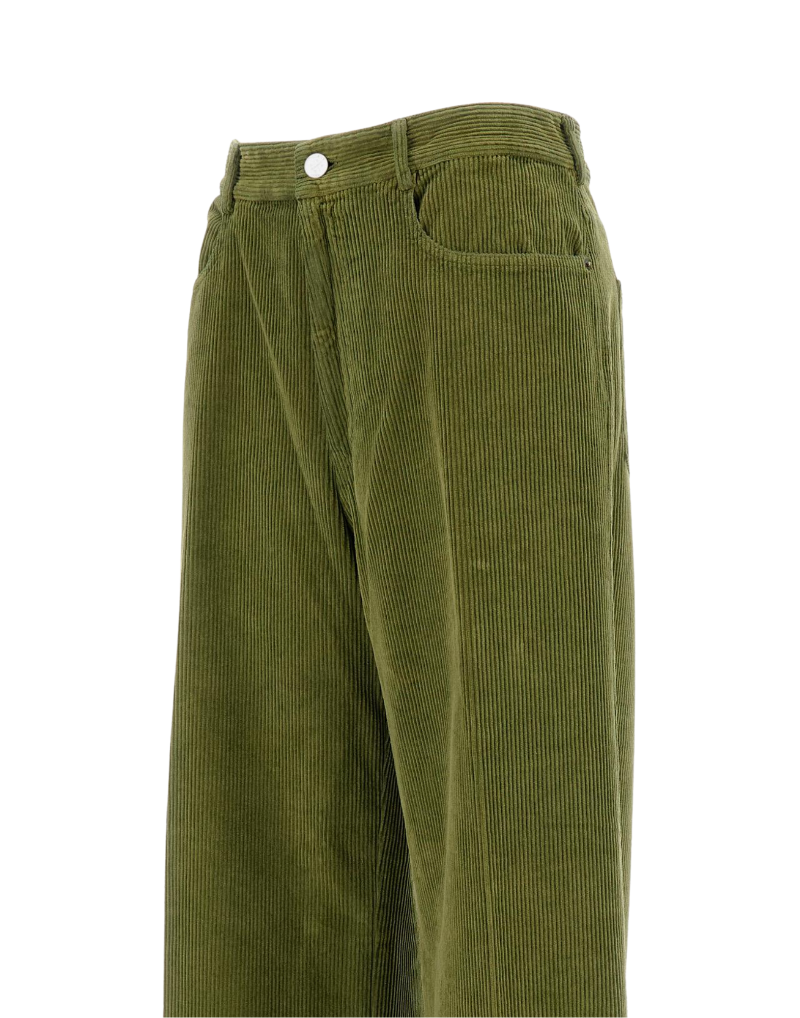 High-Waisted Ribbed Stretch Corduroy Trousers