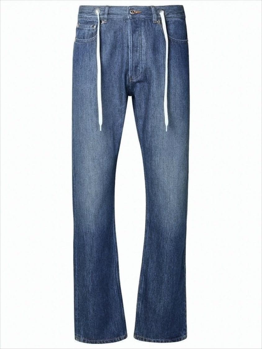Medium Blue Straight-Leg Denim Pants
