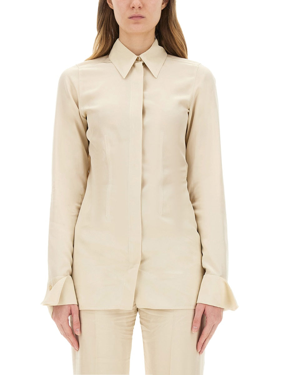 Slim Fit Viscose Shirt With Unique Open Back Design