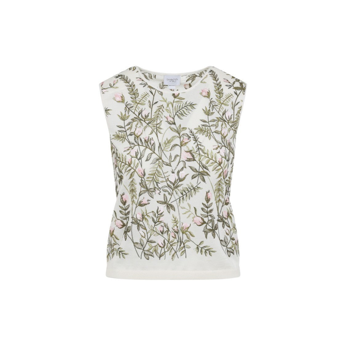 Botanical Embroidery Cashmere-Silk Top