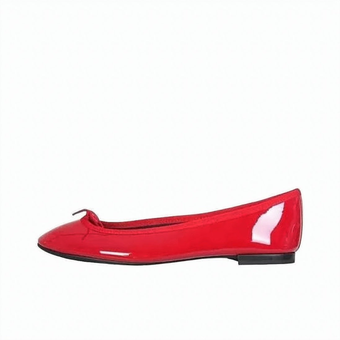 Patent Leather Flat Shoes with Decorative Bow
