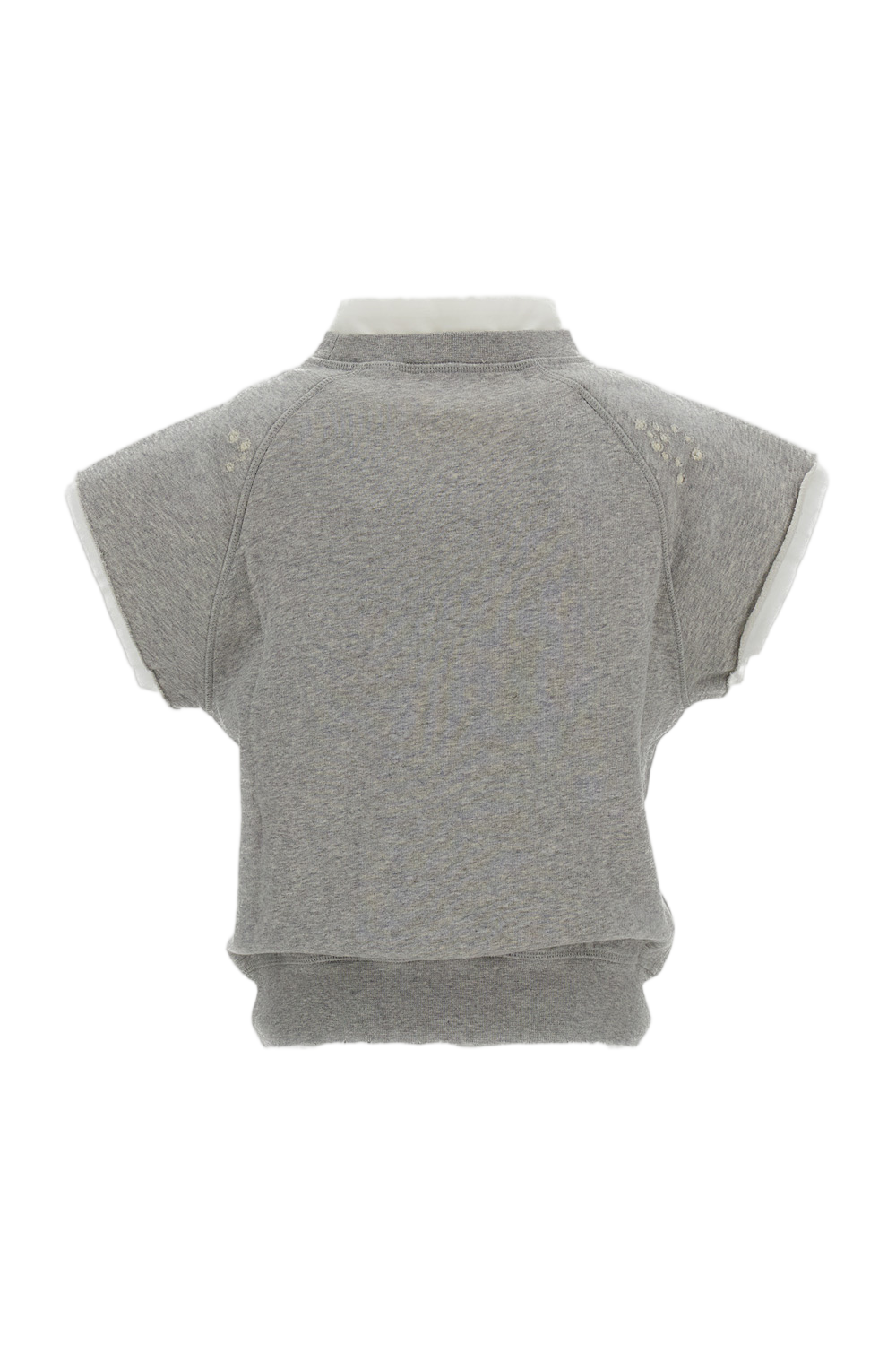 Cropped Short-Sleeved Top with Distressed Accents