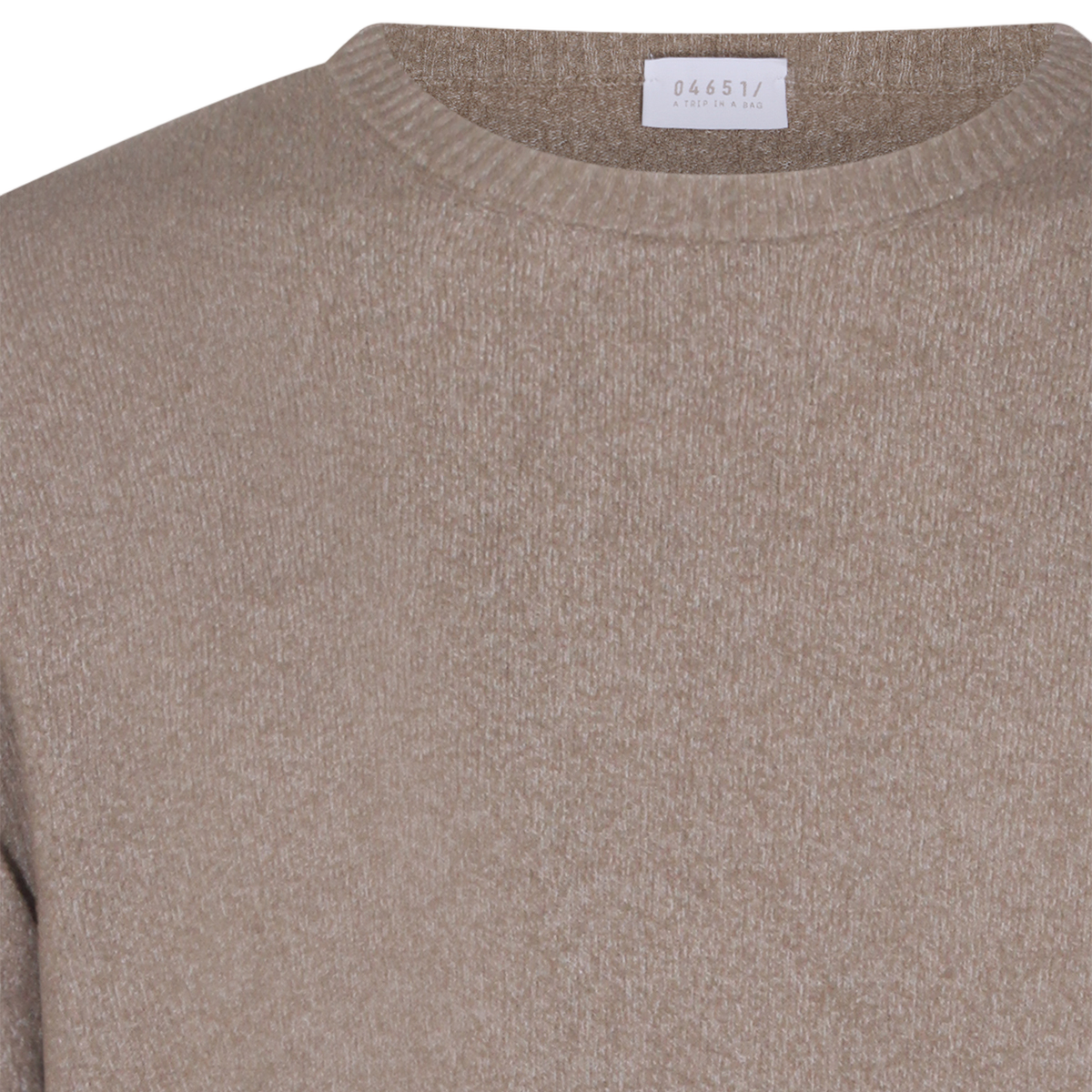 Beige Knit Sweater with Ribbed Cuffs