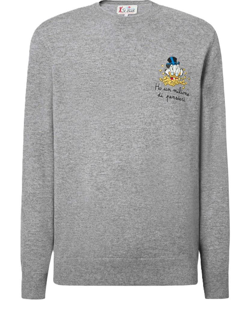 Lightweight Knit Sweater With Embroidered Graphic Detail