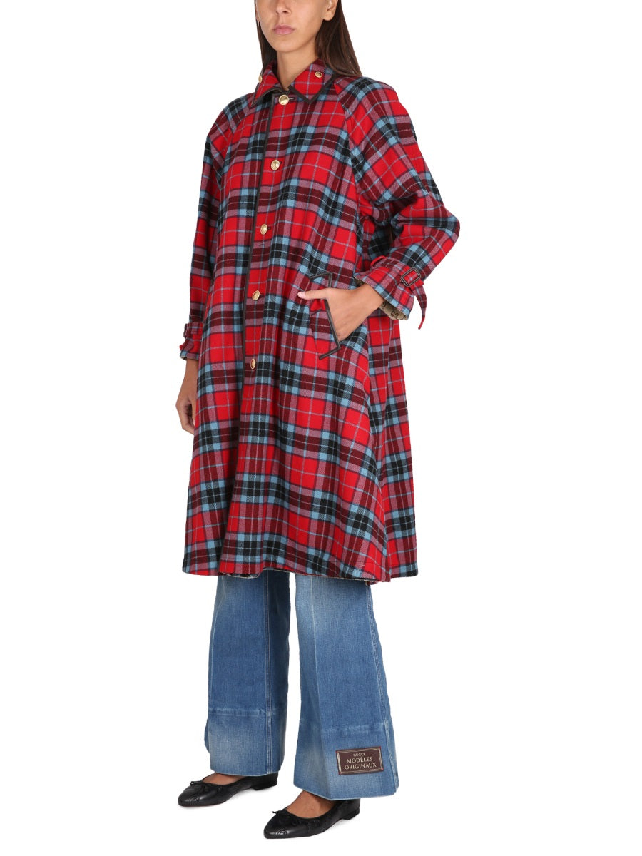 Pointed Collar Reversible Coat with Distinctive Button Closure