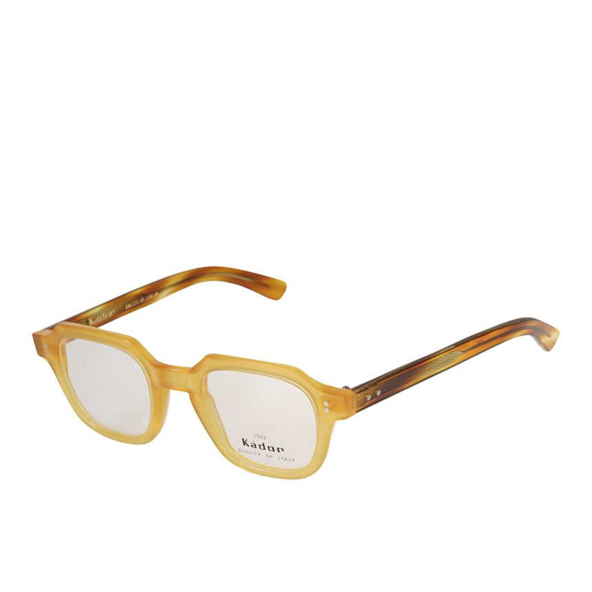 K-Story/N Translucent Amber Rectangular Sunglasses with Tortoiseshell Temples