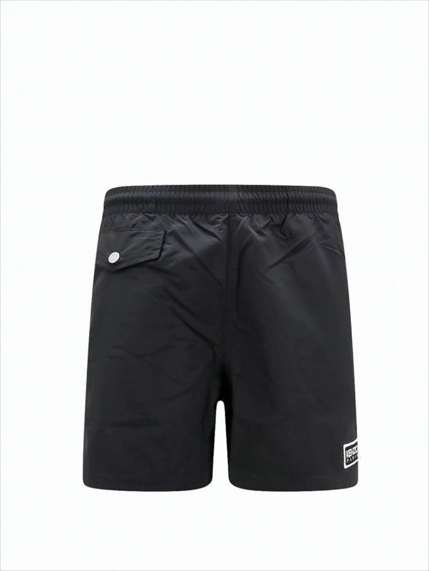Minimalist Black Swim Shorts With Elastic Waistband