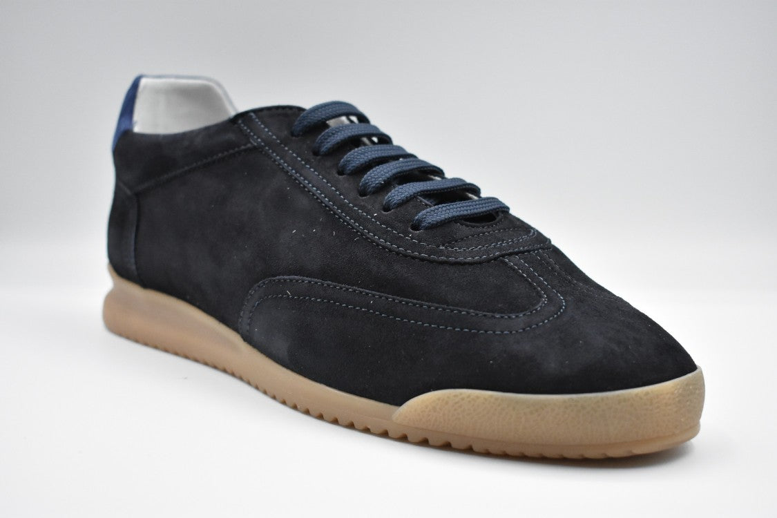 Laced Blue Flat Shoes With Smooth Upper