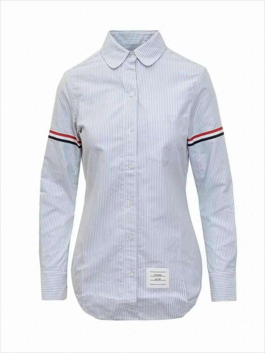 Button-Down Shirt with Striped Arm Bands