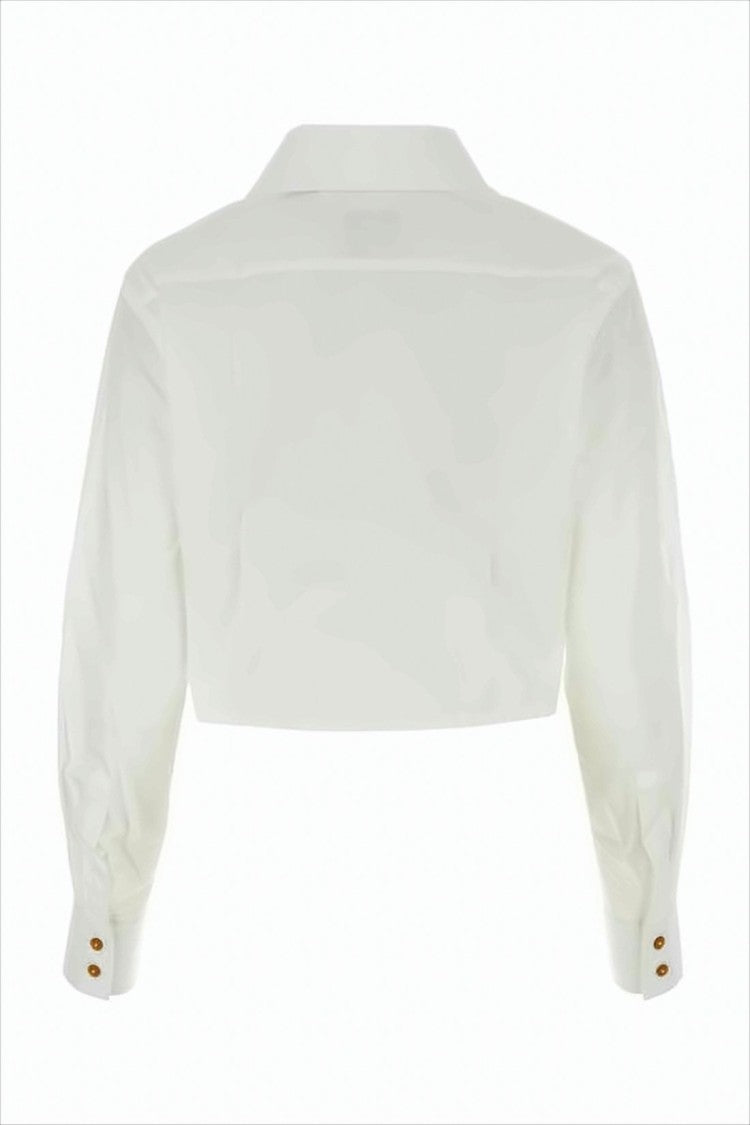 Cropped Layered Blouse with Pointed Collar