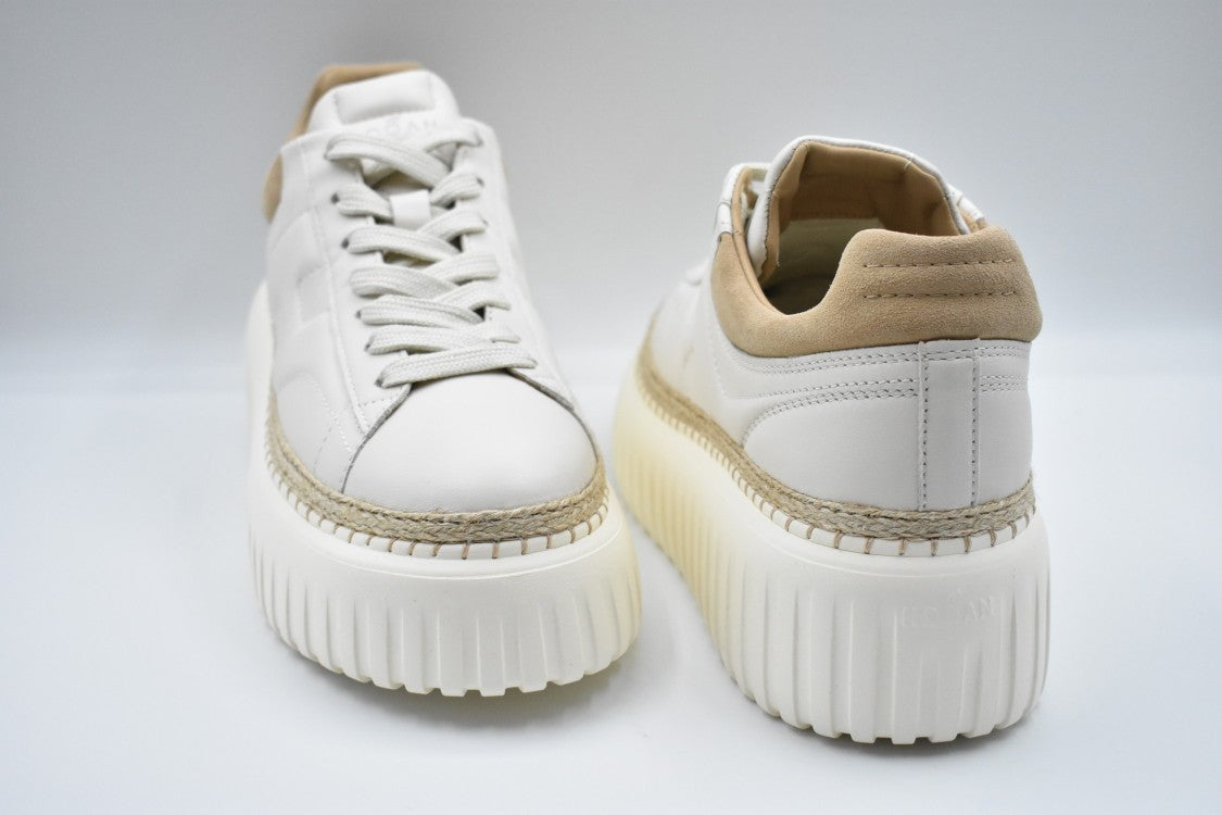 Ivory Brown Lace-Up Sneakers With Textured Sole
