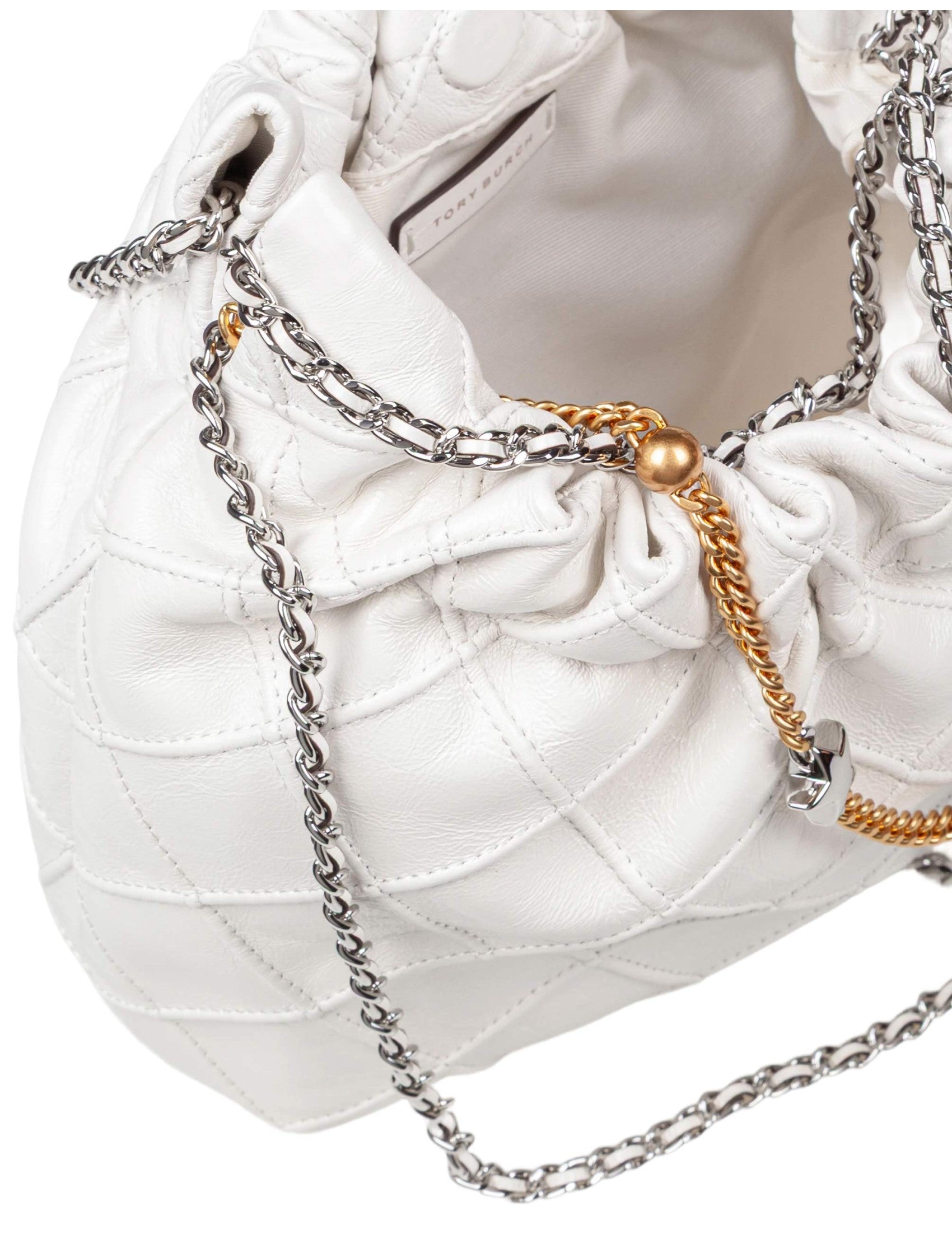 Mini Fleming Nappa Hobo Bag, White