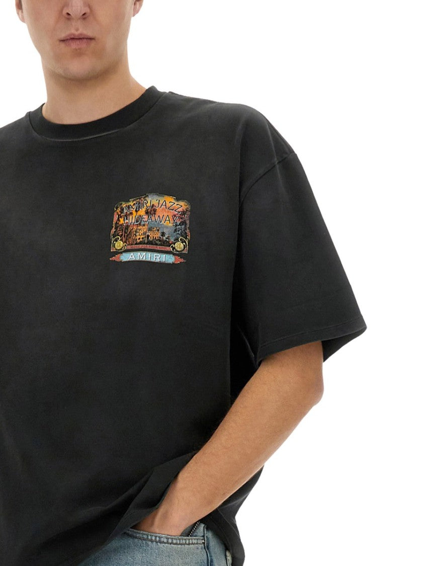 "Jazz Hideaway" Graphic Print Black T-Shirt