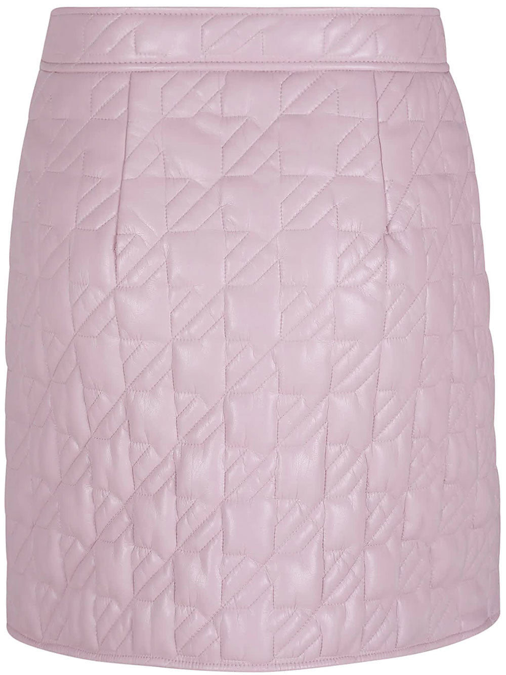 Pastel Pink Quilted Geometric Polyester Mini Skirt