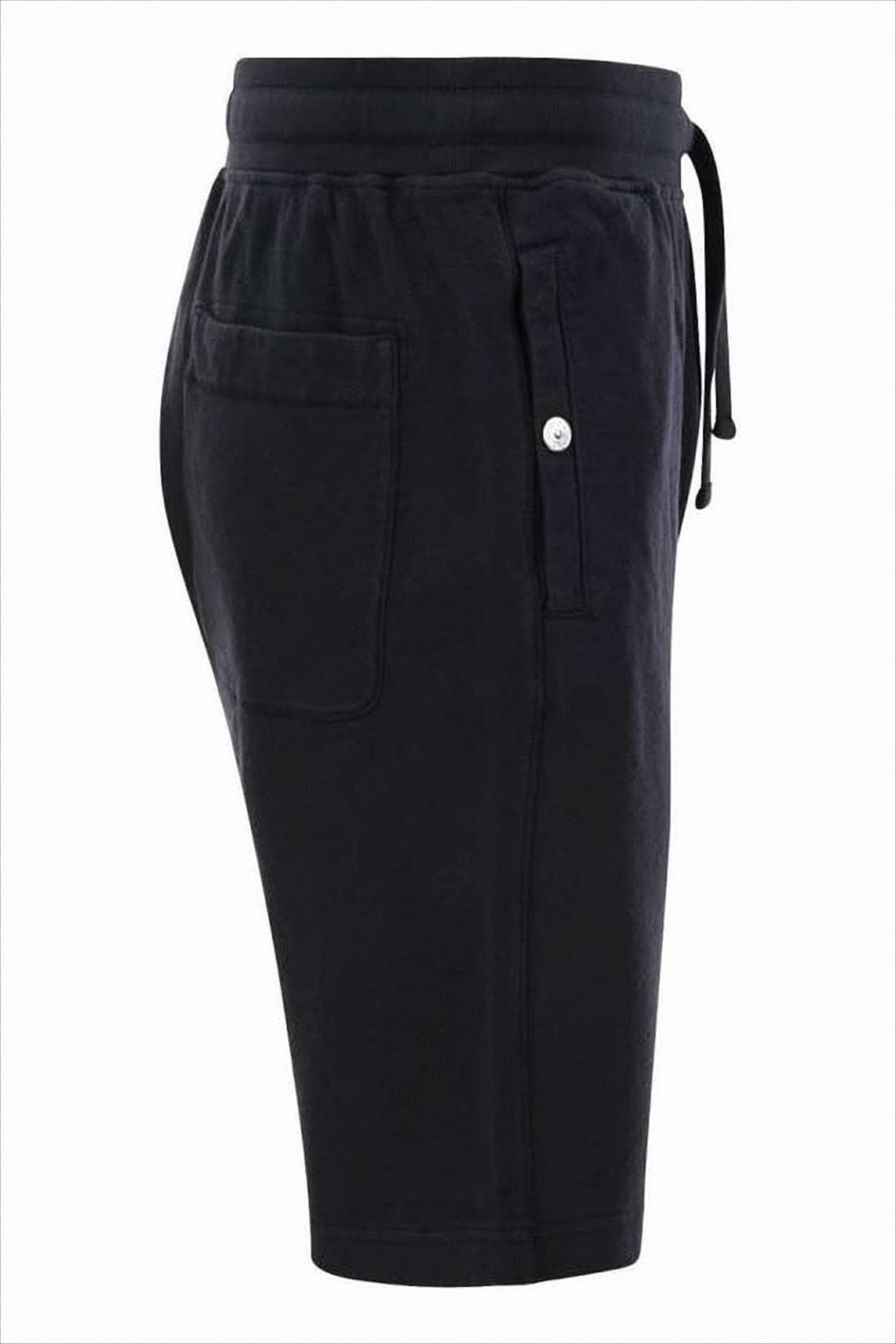 Black Cotton Shorts with Adjustable Waistband
