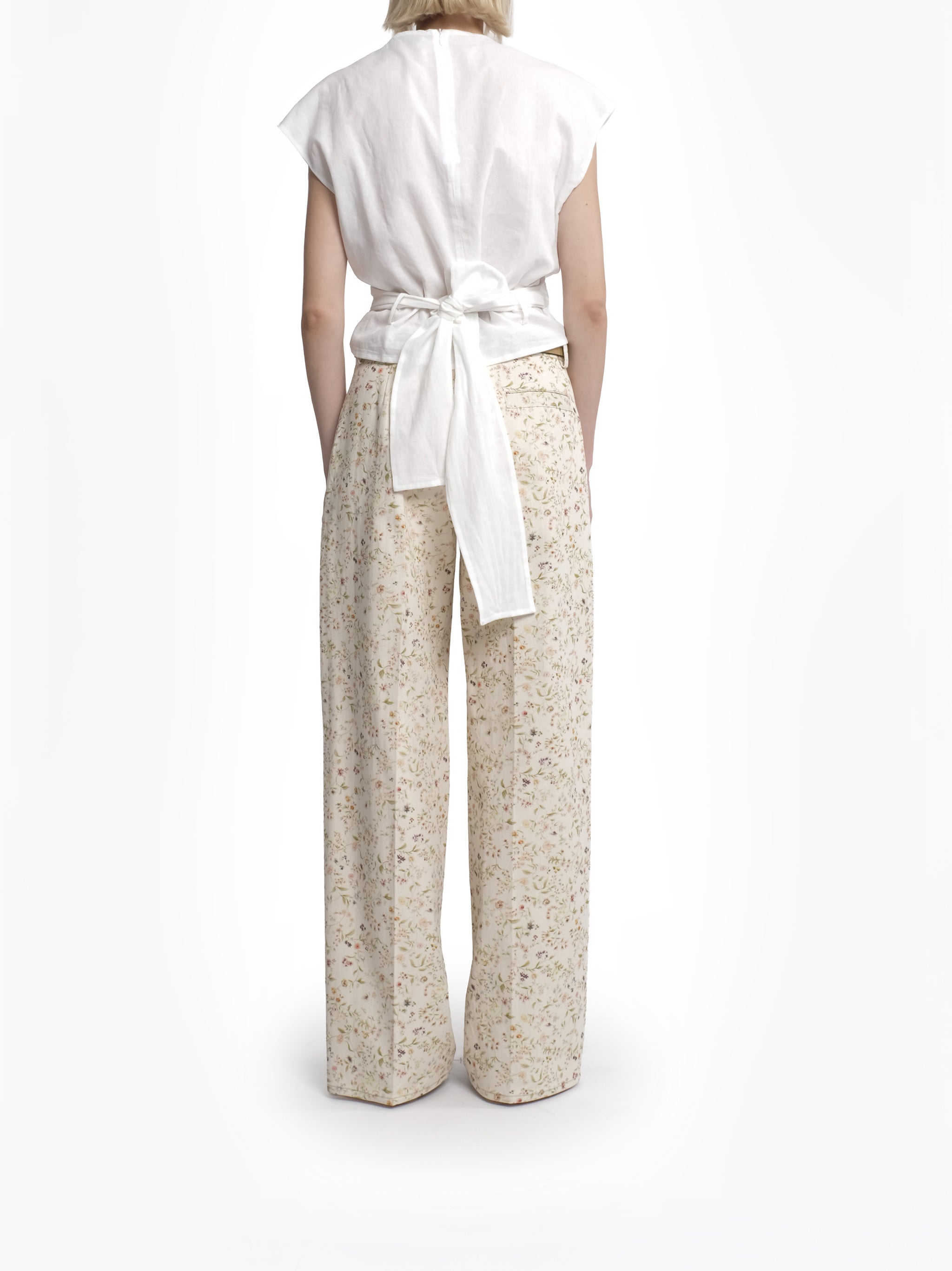 Pantalone Bocciolo Wide-Leg Floral Print Pants