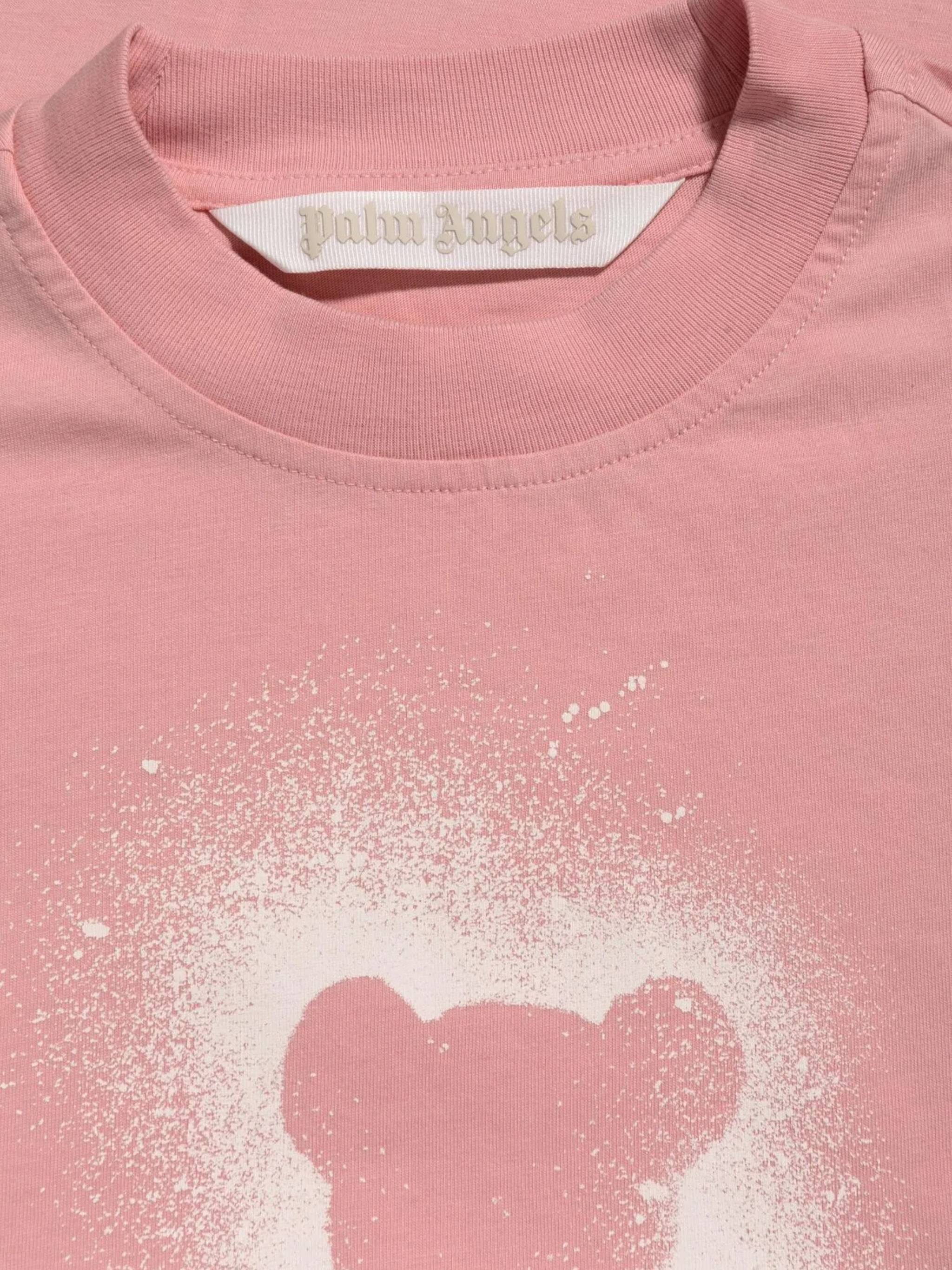 Pink Loose-Fit Spray Bear Cotton T-Shirt