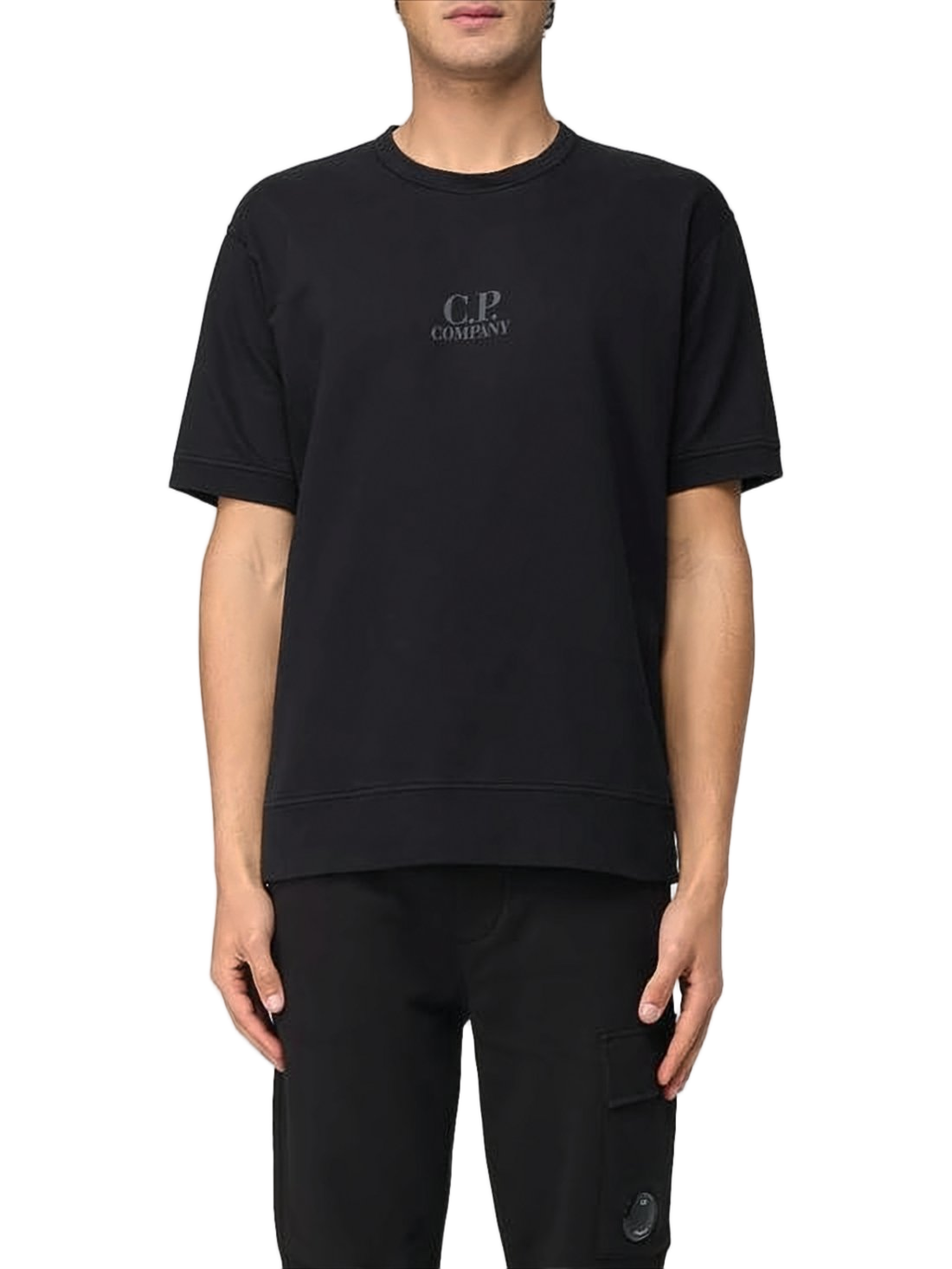 Relaxed Fit Black Cotton Crew Neck T-Shirt