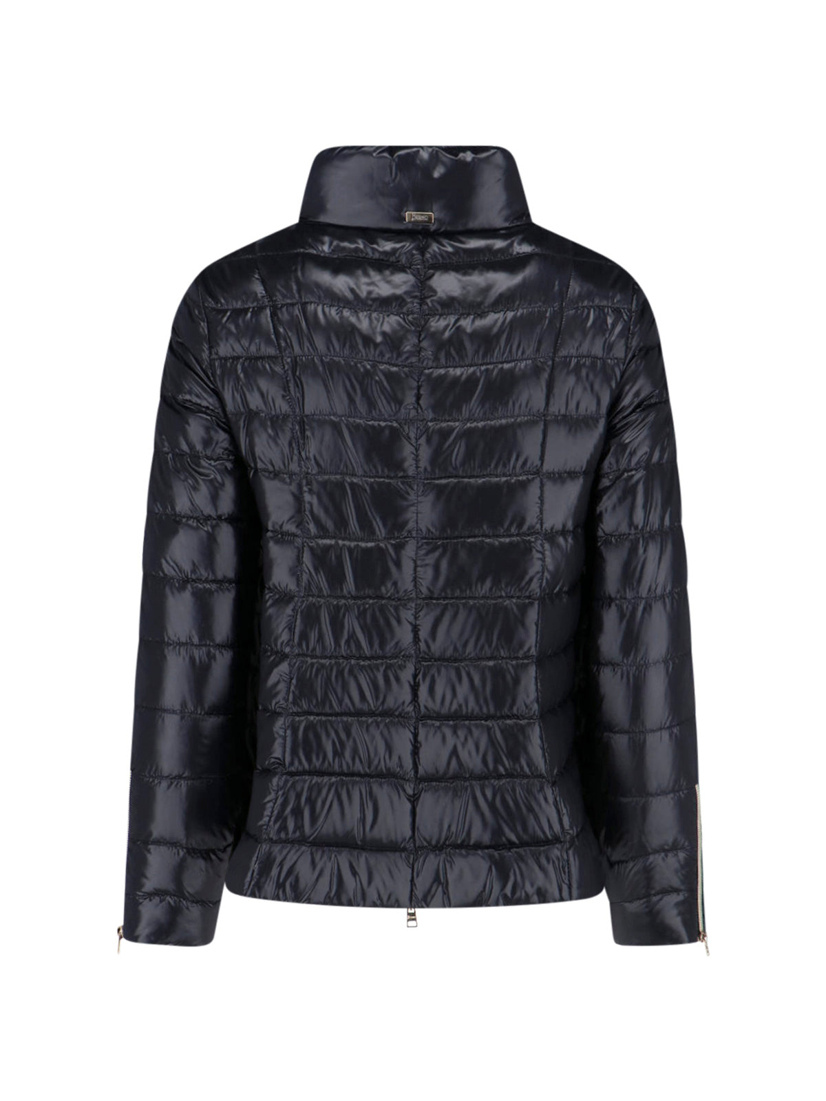 Tailored Black Jacket With High Collar And Zipper Closure