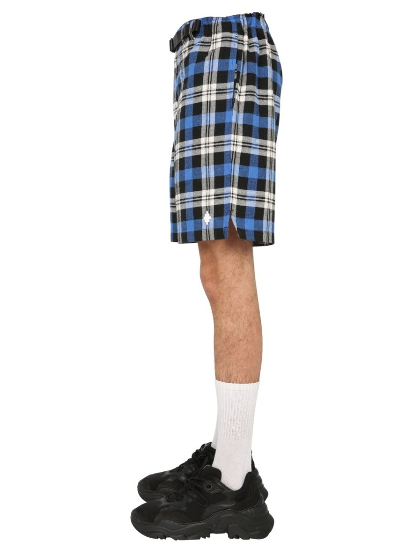 Plaid Bermuda Shorts With Adjustable Belt