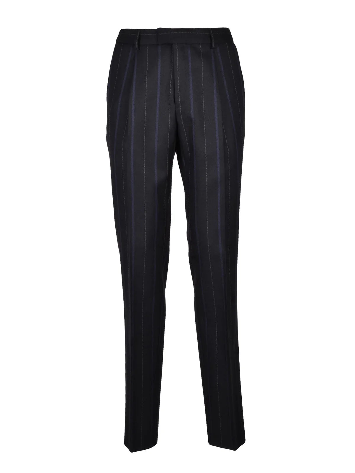 Black Blue Men Virgin Wool Double-Breasted Suit