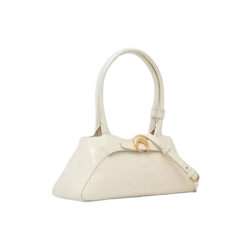 Crocodile-Embossed Shoulder Bag with Gold Clasp