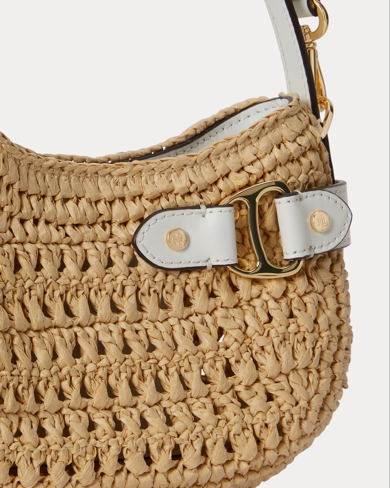 Crescent-Shape Handbag with Woven Straw-Like Texture
