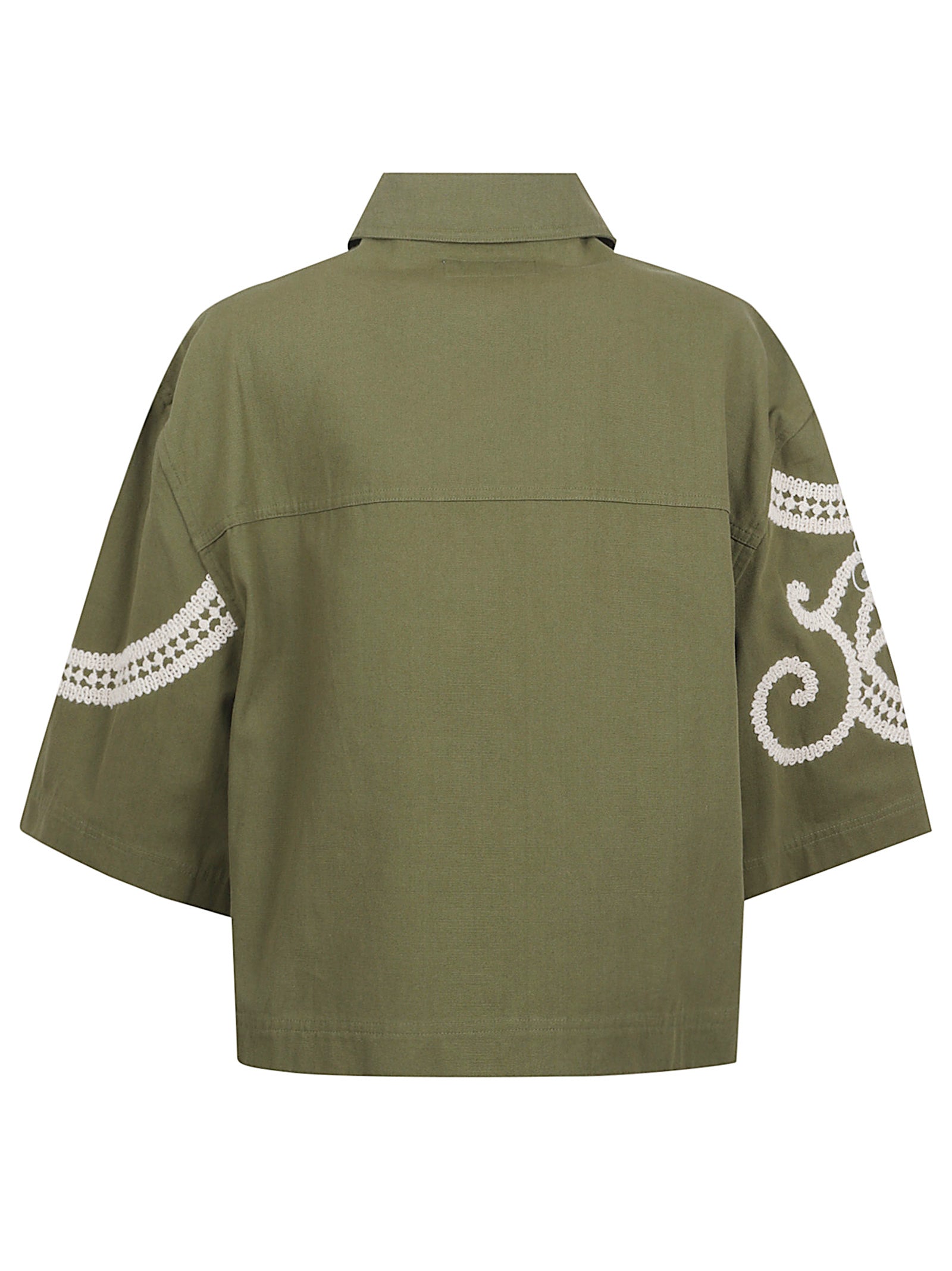 Short-Sleeved Boxy Fit Shirt with Embroidered Details