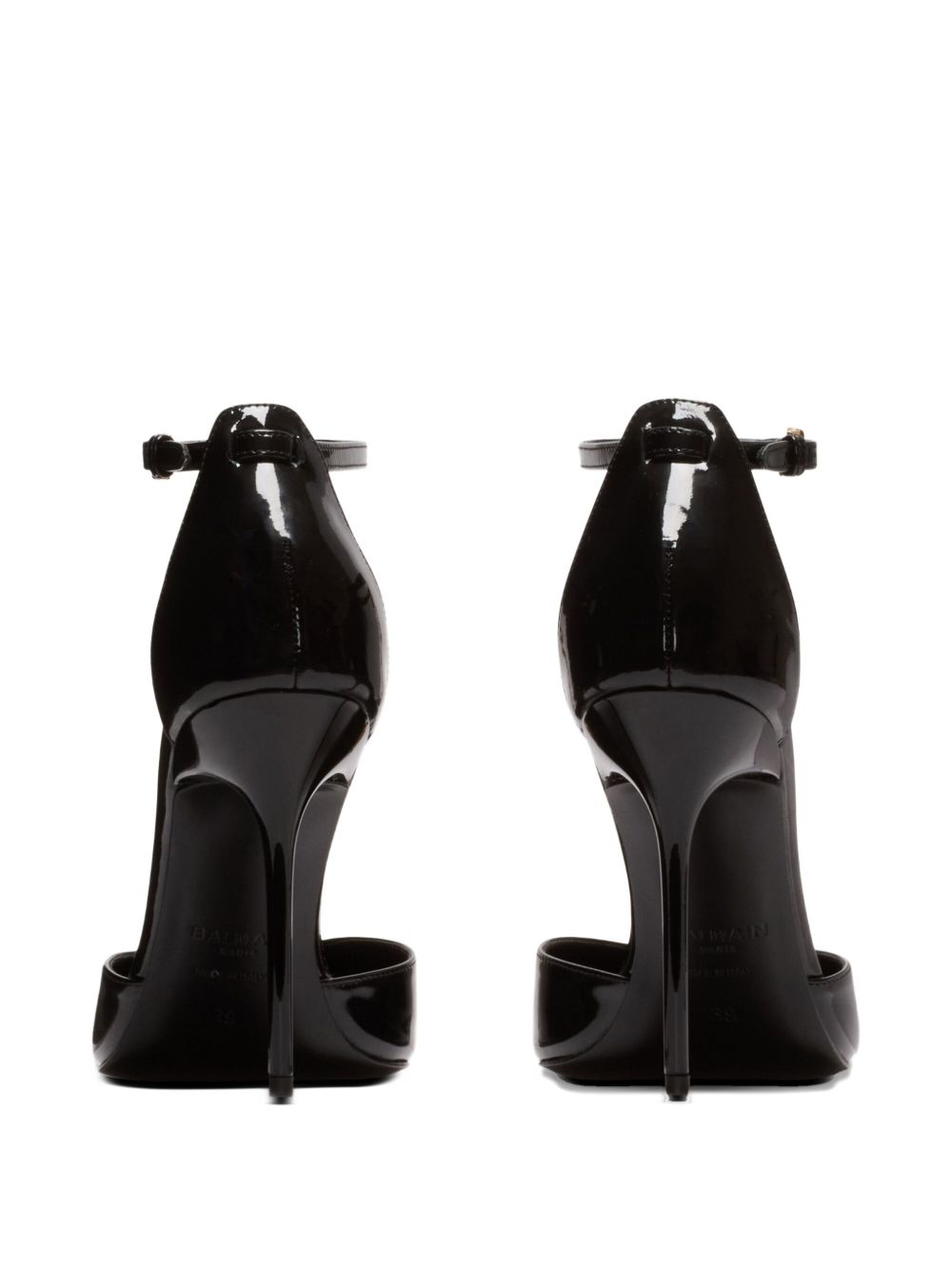 Glossy Pointed-Toe Pumps With Gold Chain Detailing