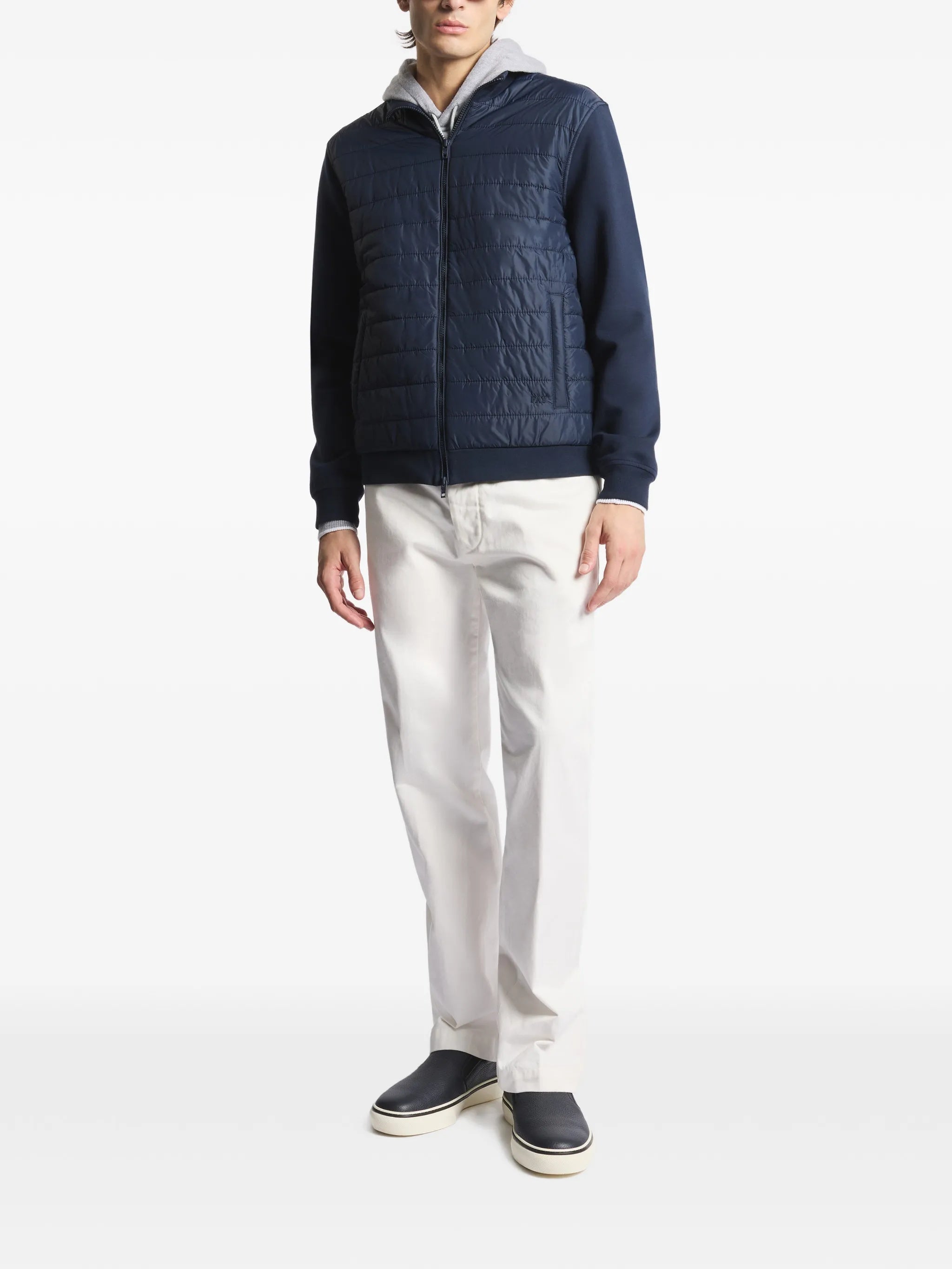 Quilted Front Panel Smooth Fabric Jacket