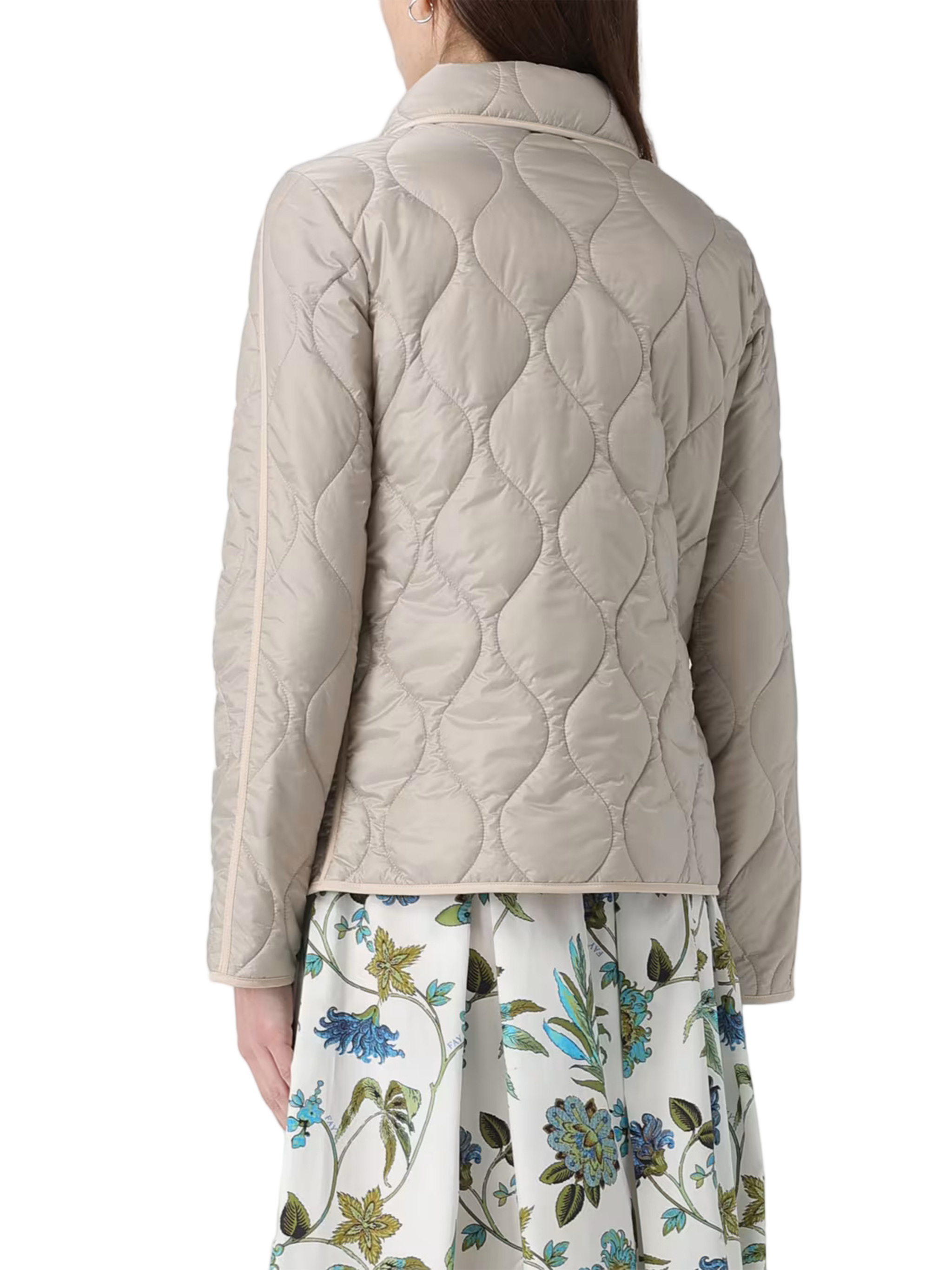 Quilted Neutral Wave Stitched Toggle Jacket