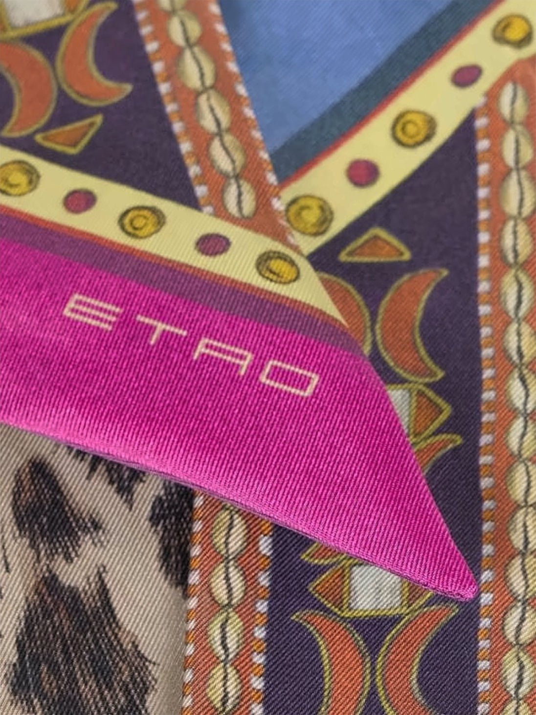 Multicolour Leopard Geometric Slim Silk Scarf