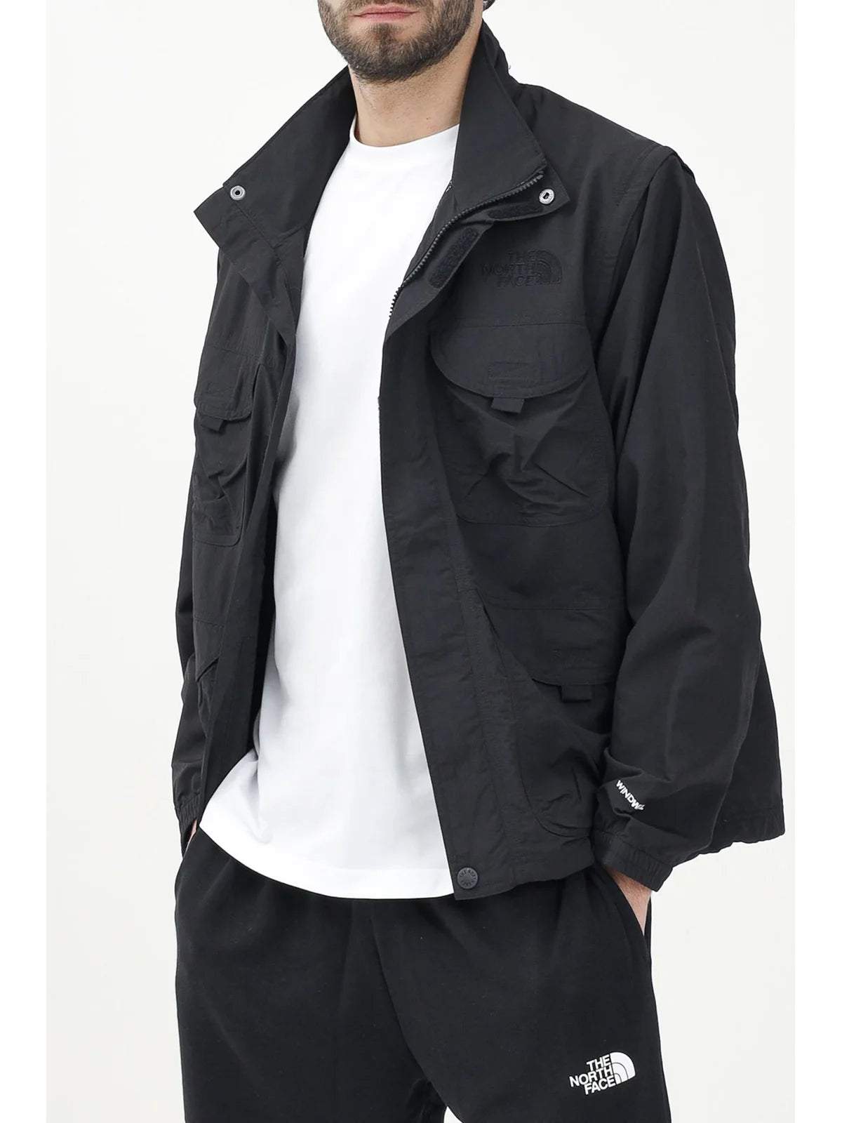 Black Nylon Windbreaker Jacket