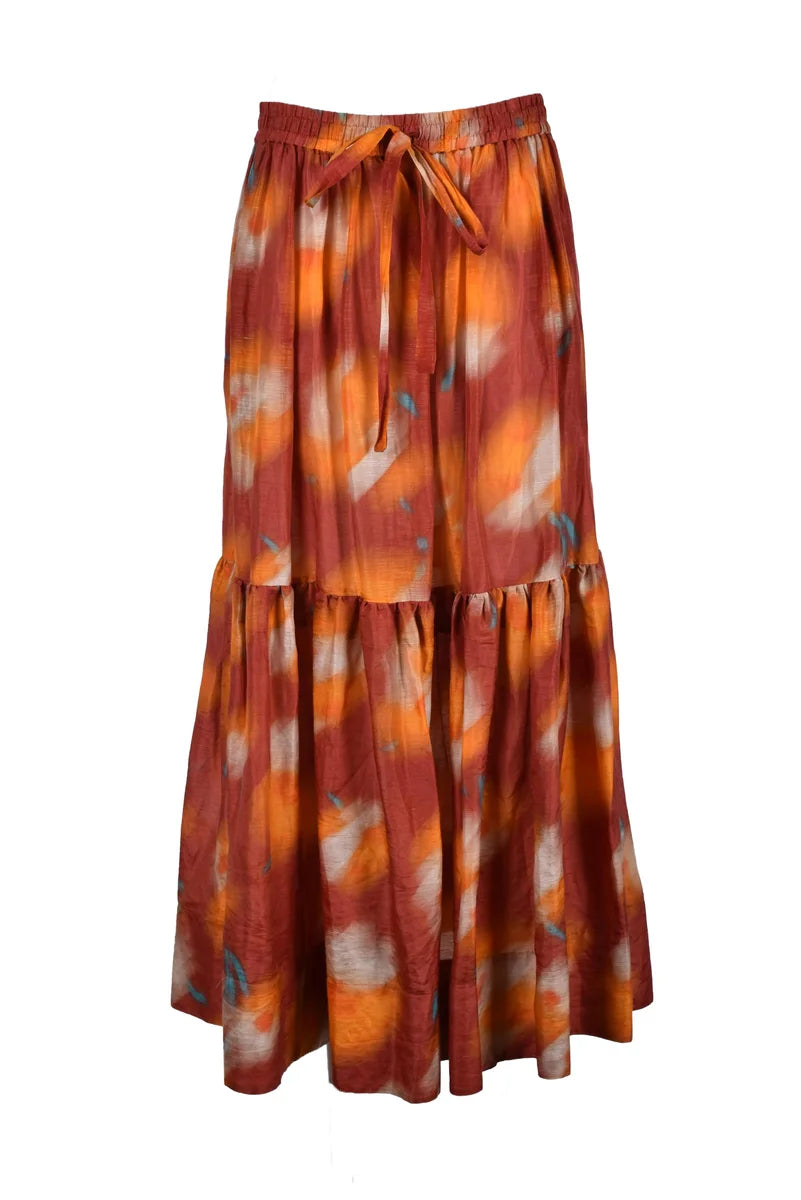 Flowing Orange Maxi Skirt
