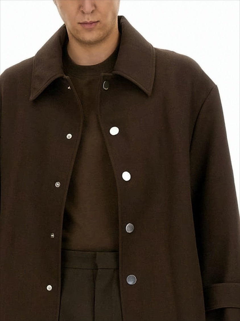 Structured Long Coat With Classic Collar And Belted Waist