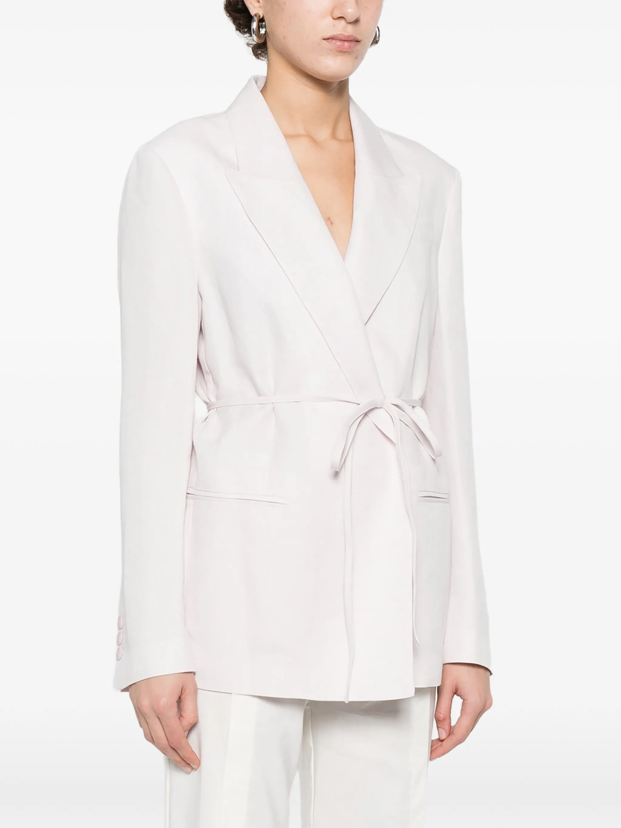 Blazer Tailored Linen Self-Tie Blazer