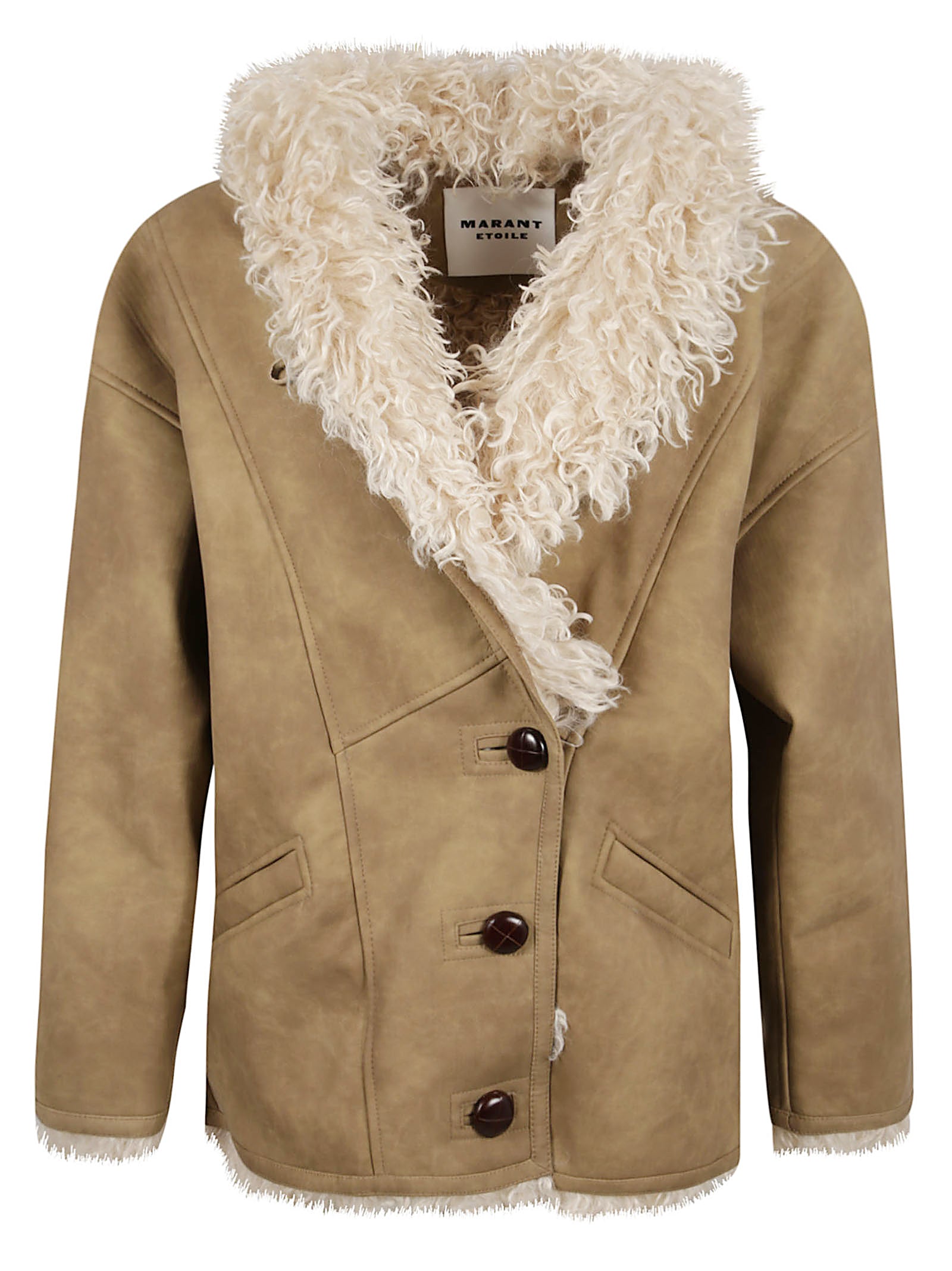 Shearling Effect Midi Coat