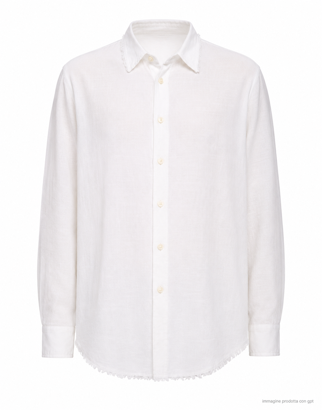 Ivory French Collar Raw Hem Shirt